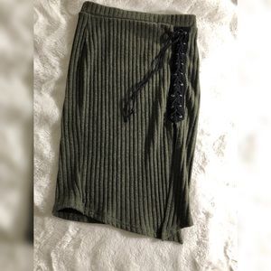 Tight olive green skirt